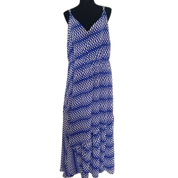 Lane Bryant Womens Plus Abstract Fairy Tiered Maxi Dress Blue White Size 18/20 - Picture 2 of 11